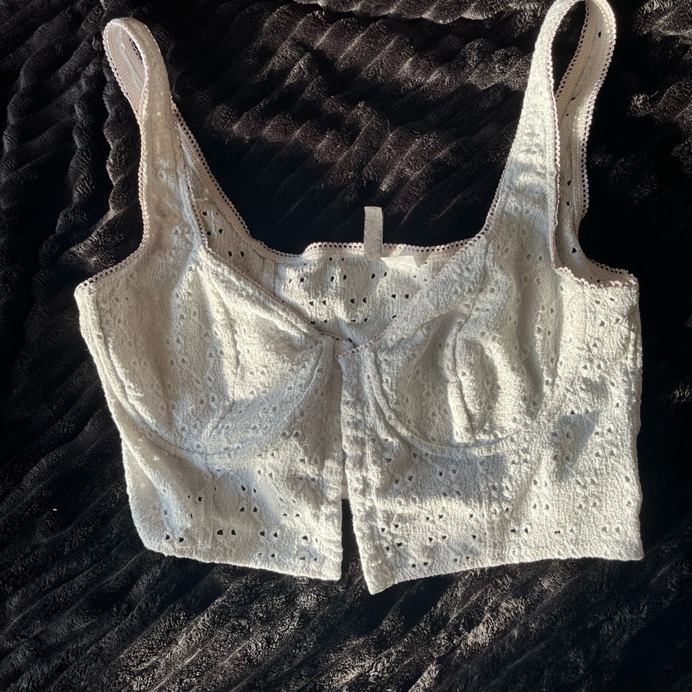 White Eyelet Lace Women's Top